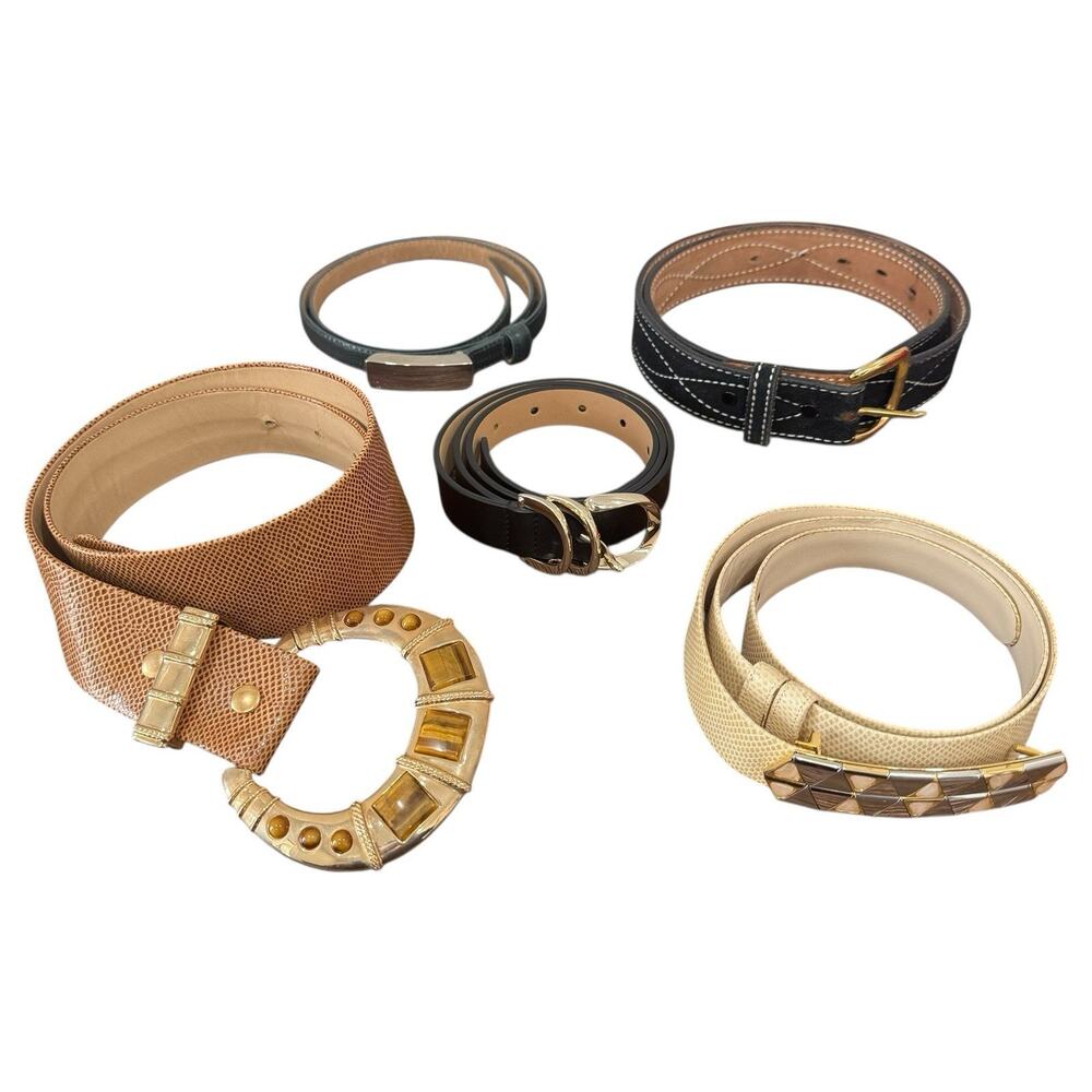 Designer Belt Lot 5 Judith Leiber Cole Haan DKNY Schneider Leather Womens Resale